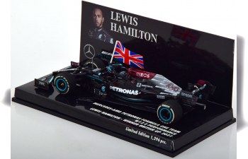 MERCEDES-BENZ GP F1 W12 Mercedes M12 Eq Power+ Team Amg Petronas Motorsport Formula One N 44 Winner British Silverstone Gp With Flag 2021 Lewis Hamilton, Black Green