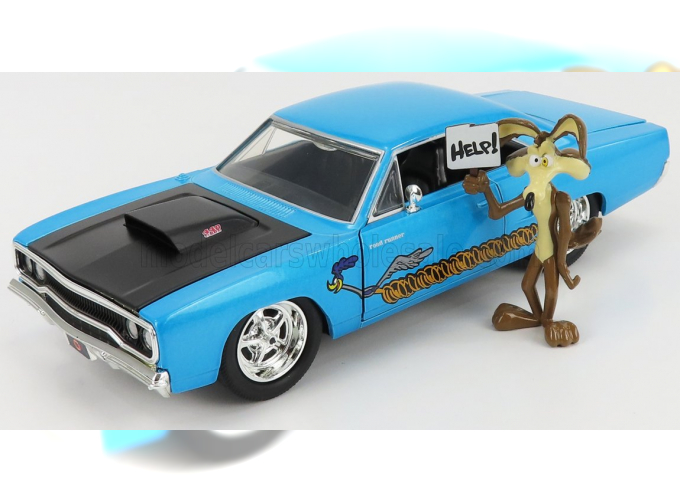 PLYMOUTH Road Runner Coupe 1970 With Wile E. Coyote Figure - Looney Tunes, Blue