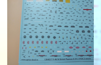 Декаль для F-4K/M British Phantom-II (FG.1/FGR.2), с тех. надписями, FFA (удаляемая лаковая подложка)