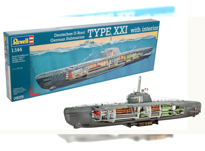 Сборная модель Немецкая подводная лодка Тип ХХI (с интерьером)