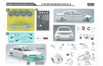 Конверсионный набор Mitsubishi EVO 6.5 Detail-up Set для моделей T (Resin+PE+Decals)