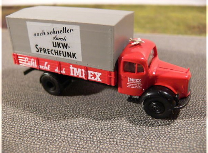 MERCEDES-BENZ L 311 Truck / Canvas "Impex Luftfracht", flamered / black / dustygray