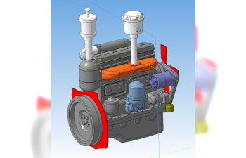 Сборная модель Двигатель Д-50 (трактор МТЗ-50, Т-54 и строительная техника)