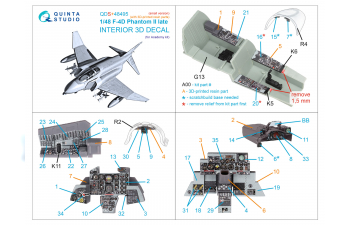 3D Декаль интерьера для F-4D late Phantom II (Academy) (малая версия) (с 3D-печатными деталями)