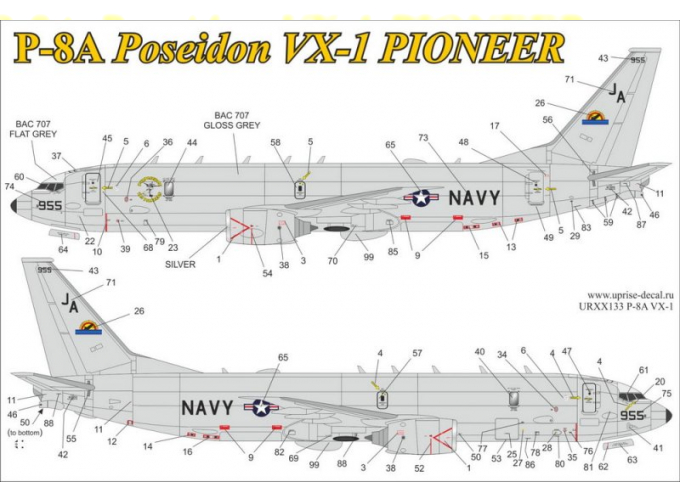 Декаль для P-8A Poseidon VX-1 with stencils