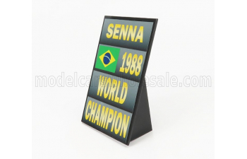 ACCESSORIES F1 World Champion Plate Pit Board - Mclaren Mp4/4 Honda N 12 Season 1988 Ayrton Senna, Grey Black Yellow