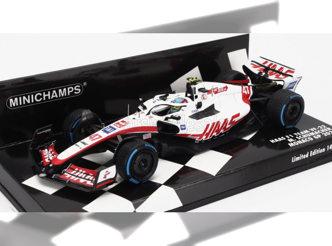 HAAS F1 Vf-22 Ferrari Team Haas №47 Monaco Gp (2022) Mick Schumacher, White Black Red