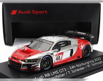 AUDI R8 Lms Gt3 Team Audi Sport Scherer Phx N40 24h Nurburgring (2023) Mike Rockenfeller - Timo Scheider - Martin Tomczyk, Silver Red