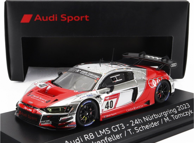 AUDI R8 Lms Gt3 Team Audi Sport Scherer Phx N40 24h Nurburgring (2023) Mike Rockenfeller - Timo Scheider - Martin Tomczyk, Silver Red