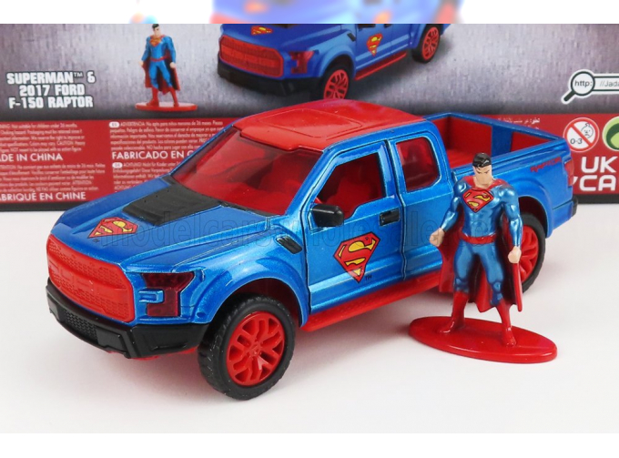 FORD F-150 Raptor Pick-up With Superman Figure 2018, Red Blue