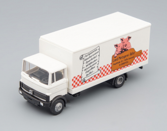 MERCEDES-BENZ LP 809 Box Truck "Metzgerei Adler", white / black / red / brown / pink