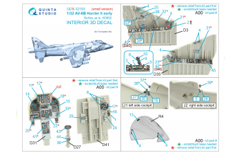 3D Декаль интерьера кабины AV-8B Harrier II ранний (Trumpeter) (Малая версия)