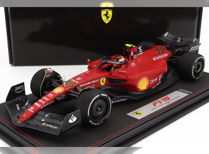 FERRARI F1-75 Team Scuderia Ferrari N 55 Australian Gp 2022 Carlos Sainz - Con Vetrina - With Showcase, Red