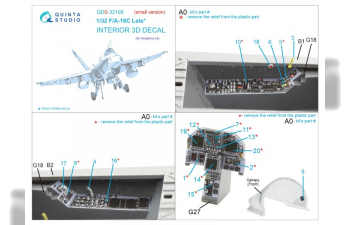 Декаль интерьера кабины F/A-18C Late (Academy) (малая версия)