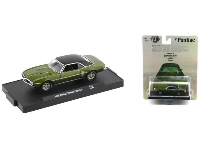 PONTIAC Firebird 400 H.O. Verdoro 1968, Green Metallic with Black Vinyl Top and White Stripes