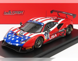 FERRARI 488 Gt3 Usa Team N 18 8h Fia Motorsport Games Gt Cup Vallelunga 2019 Robert Ferriol - Spencer Pumpelly, Red Usa Flag