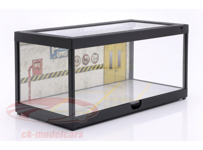 Diorama Single display case black with LED lighting for scale 1:18 / 1:24 Triple9, black / transparent