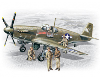 Сборная модель Р-51 В с пилотами и техниками