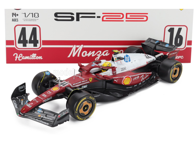 FERRARI F1 Sf-25 Team Scuderia Ferrari Hp № 44 Monza Italy Gp 2025 Lewis Hamilton - Niki Lauda 50th Anniversary World Champion, Red White