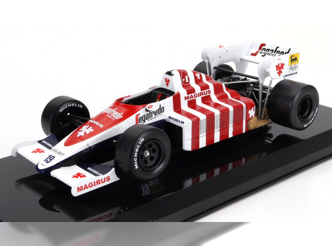 TOLEMAN F1 Tg184 Hart Turbo №19 3rd Portugal Gp (1984) Ayrton Senna - Con Vetrina - With Showcase, Blue White Red