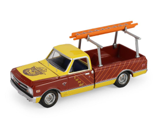 CHEVROLET C-10 with Ladder Rack, Burned Timber Builds No Homes *Smokey Bear Series 5* (1968), red / yellow