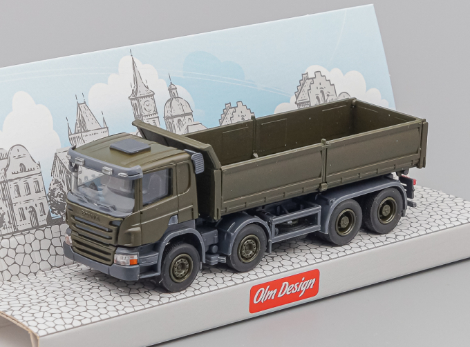 SCANIA P 8х4 самосвал с стальными бортами, хаки