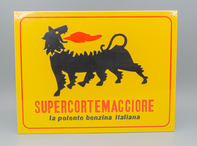 Металлическая табличка SUPERCORTEMAGGIORE La potente benzina Italiana