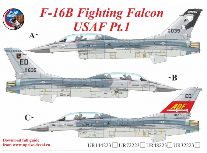 Декаль для F-16B Fighting Falcon USAF Pt.1