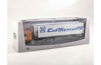 VOLVO F12 с полуприцепом Lamberet Совтрансавто, оранжевый / белый