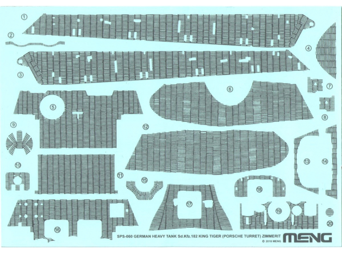 Декаль Циммерит для немецкого тяжелого танка Sd.Kfz.182 King Tiger (Porsche Turret)