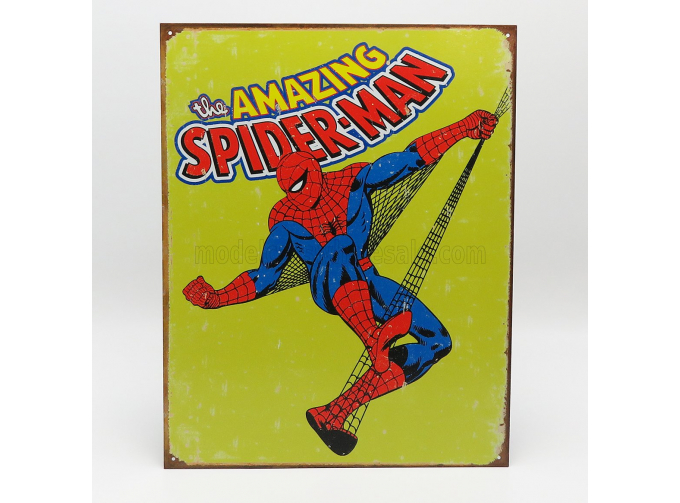 ACCESSORIES Metal Plate - Spiderman Retro, Yellow Blue Red