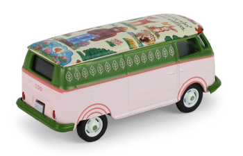 VOLKSWAGEN Type 2 Panel Van Smokey Bear Series - It's Your Forest, Take Care Of It, (1972), pink / green