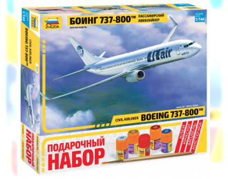 Сборная модель Пассажирский авиалайнер "Боинг 737-800" (подарочный набор)