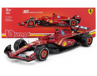 FERRARI F1 Sf-24 Team Scuderia Ferrari №16 Winner Monaco Gp (2024) Charles Leclerc - With Pilot And Showcase, Red Black