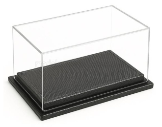 Бокс акриловый с подставкой из кожи черного цвета для касок