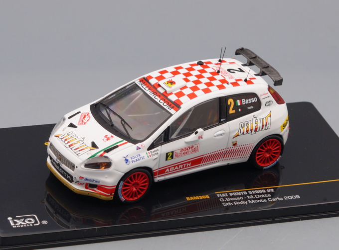 FIAT Abarth Grande Punto S2000 2 5th Rally Monte Carlo (G.Basso - M.Dotta) 2009, white / red