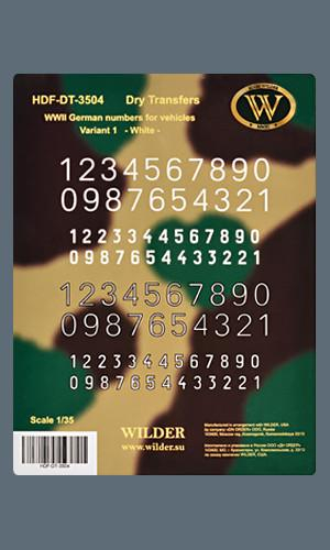 Сухая декаль WWII German numbers for vehicles. Variant 1- White-