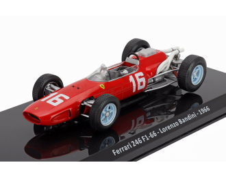 FERRARI F1 246 №16 Season (1966) Lorenzo Bandini - Con Vetrina - With Showcase, Red