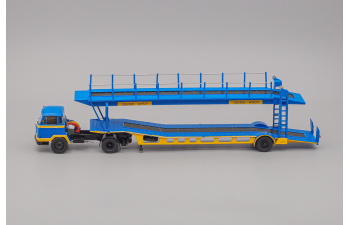 UNIC MZ36 TCA cabine Auteuil + semi porte-autos, blue / yellow