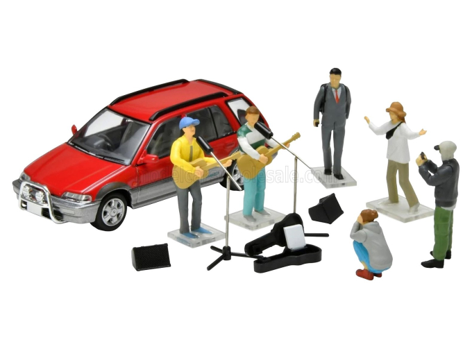 ACCESSORIES Diorama Street Music Live With Figures And Honda Civic Shuttle Car