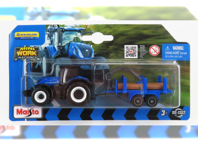 NEW HOLLAND T7-315 Tractor With Trailer (2018), Blue Wood