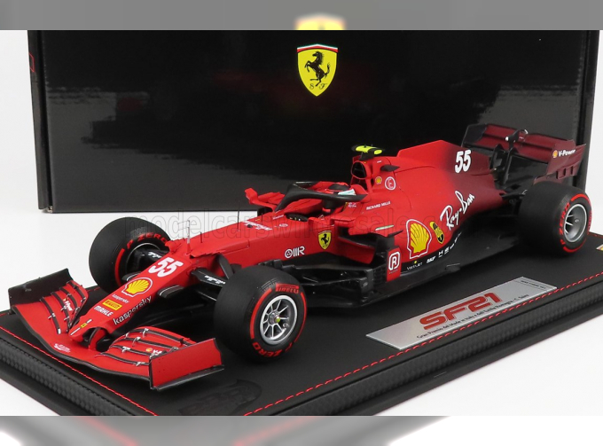 FERRARI F1 Sf21 Team Scuderia Ferrari Mission Winnow N 55 5th Emilia Romagna Italy Gp - Soft Red Tires 2021 Carlos Sainz Jr. - Con Vetrina - With Showcase, Red