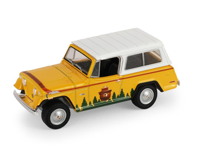 JEEP Jeepster Commando, Trees Are Wonderful Friends *Smokey Bear Series 5* (1971), yellow / white