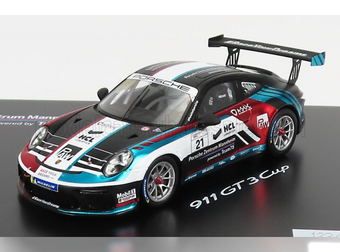 PORSCHE Set 2x Porsche Zentrum Mannheim 718 Cayman Gt4 Clubsport Team 75 №20 (2021) - 911 991 Gt3 Cup Team 75 №21 Coupe (2021), Black White Blue Red