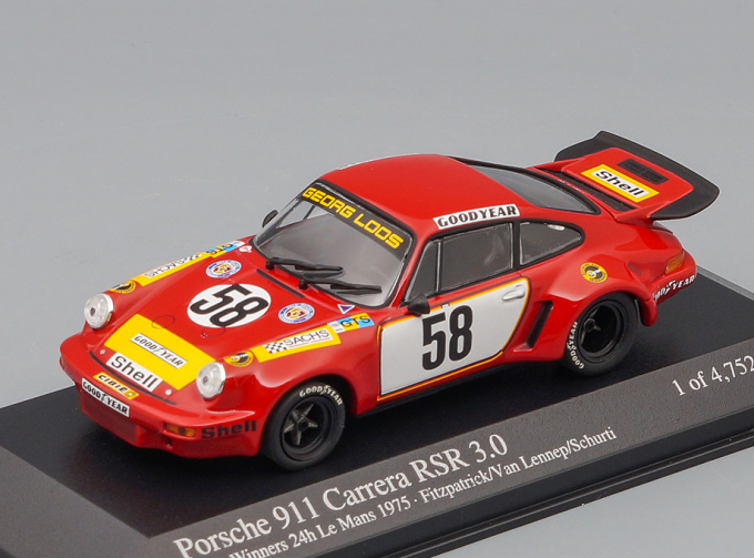 PORSCHE 911 Carrera Rsr Gelo Fitzpatrick 24h Le Mans #58 (1975), red / white