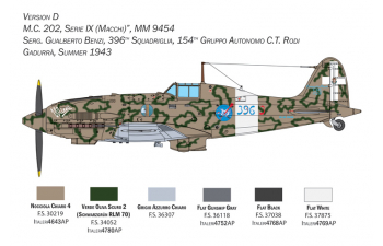 Сборная модель MACCHI Mc.202 Folgore Airplane Wwii Italia Military (decal Per 8 Versioni) 1940