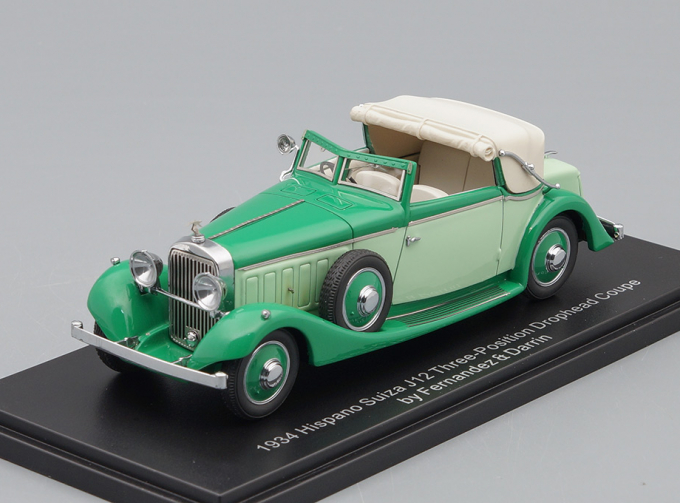 Hispano-Suiza J12 Drophead Coupe by Fernandez Darrin (Paris) half open, 1934 (2 tone green)