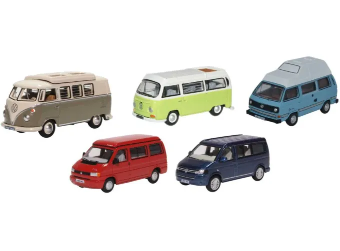 VOLKSWAGEN набор из 5 моделей автомобилей VW Camper (T1/T2/T3/T4/T5)