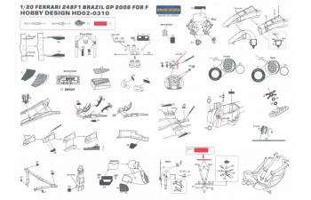 Набор для доработки Ferrari 248F1 Detail-UP Set для моделей F （PE+Metal parts+Resin）