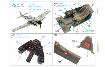 3D Декаль интерьера кабины Fw 190A-8 (Hasegawa)